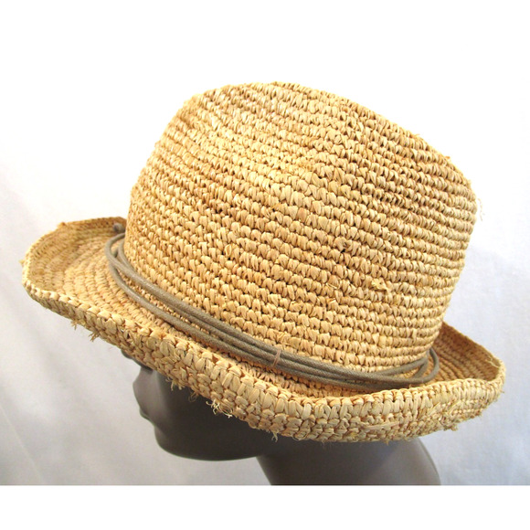 Tarnish Made In Italy Natural Tan Straw Raffia Fedora Hat Women OS main image 7